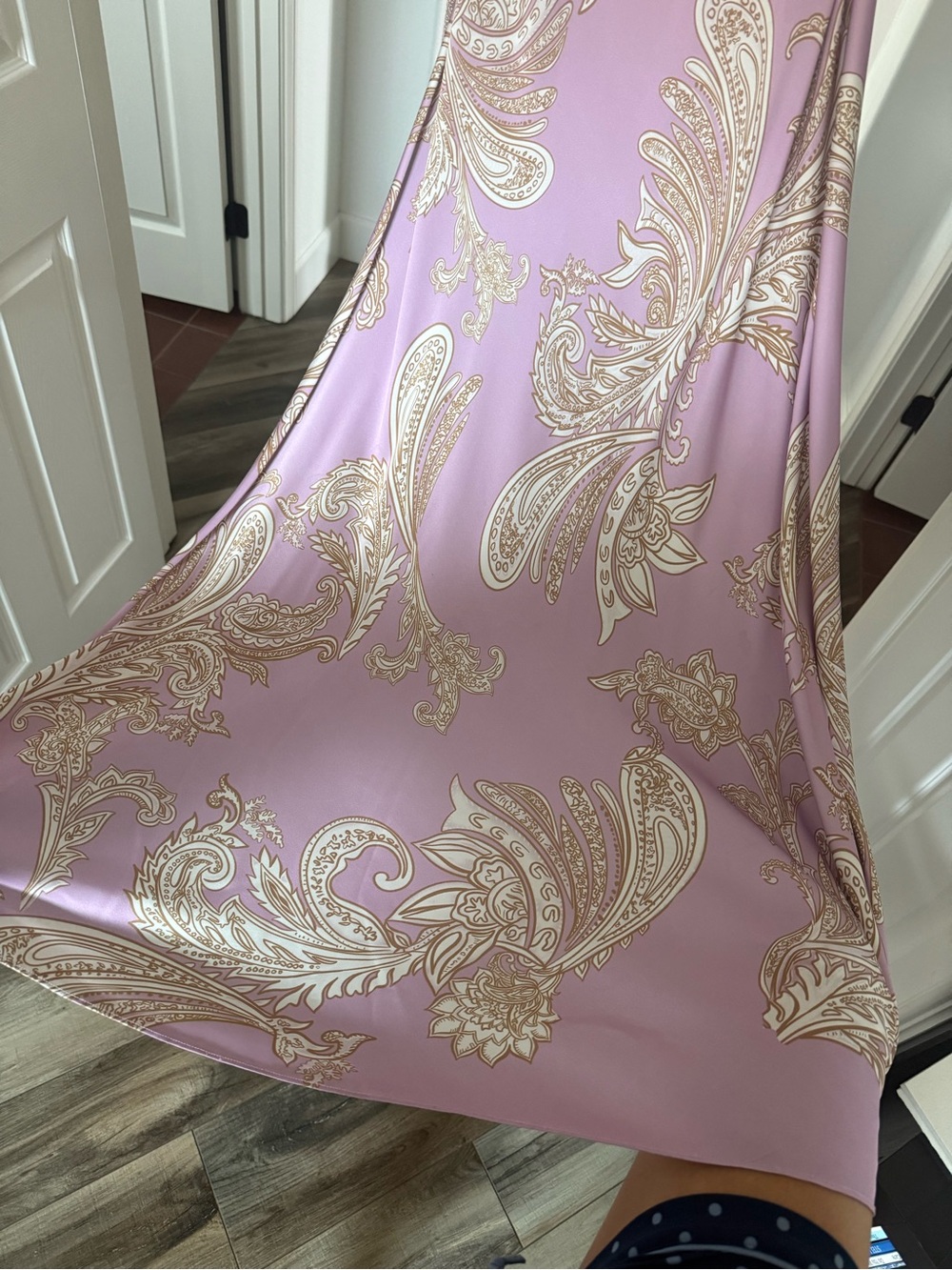 HEMANT & NANDITA Lavender One-Shoulder Maxi Dress with Gold Paisley - Picture 3 of 4